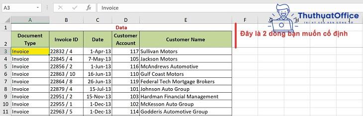 3 bước cố định dòng trong Excel cực nhanh chóng 2 cố định dòng trong Excel