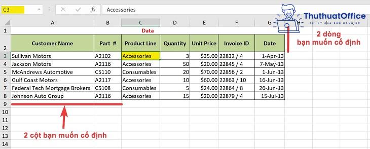 3 bước cố định dòng trong Excel cực nhanh chóng 5 cố định dòng trong Excel