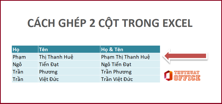 3 cách ghép 2 cột trong Excel hữu ích dân văn phòng không nên bỏ qua 1 3 cách ghép 2 cột trong Excel hữu ích cho dân văn phòng