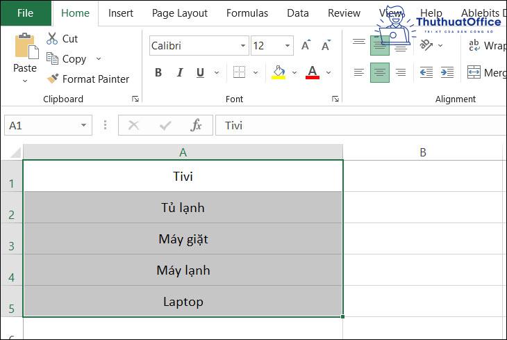 Gộp ô trong Excel