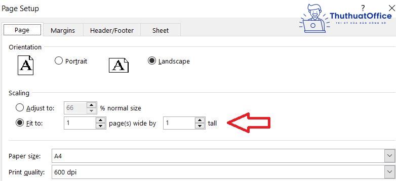 khắc phục in không hết trang trong excel