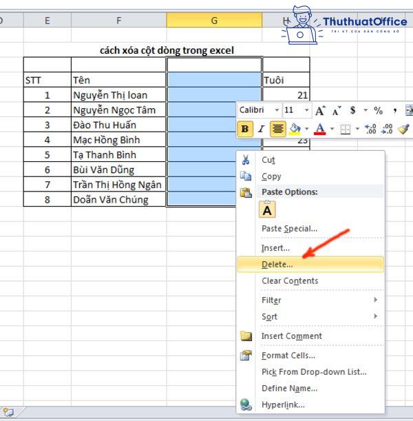Cách thêm cột trong Excel mà bạn nên biết 10 cách thêm cột trong Excel
