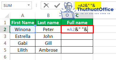 Gộp ô trong Excel