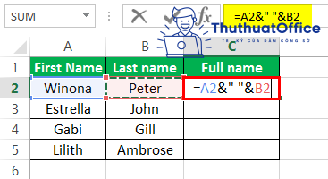 Gộp ô trong Excel