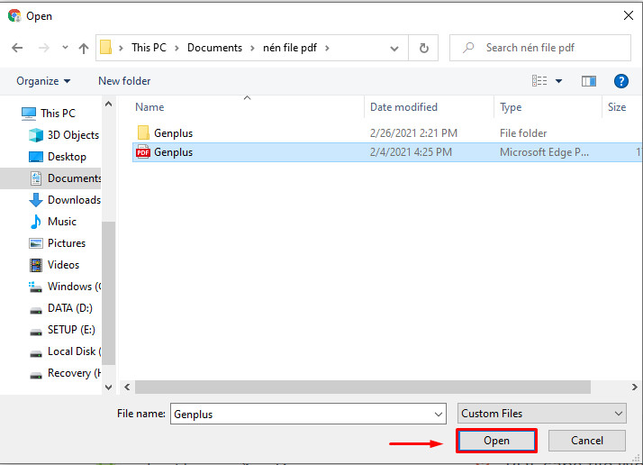 Tải file PDF đã chọn lên Web