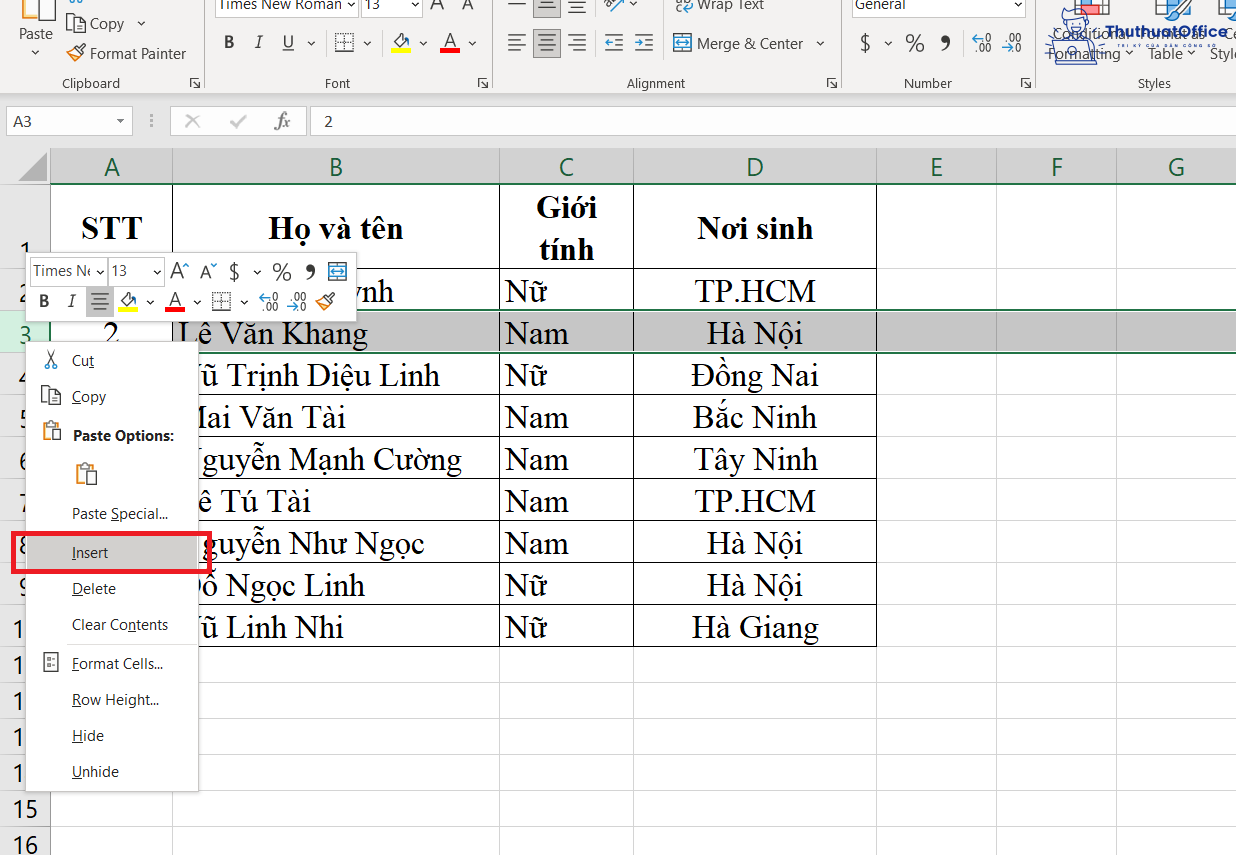 4 Cách thêm dòng trong Excel đơn giản, nhanh chóng 2 thêm dòng trong Excel