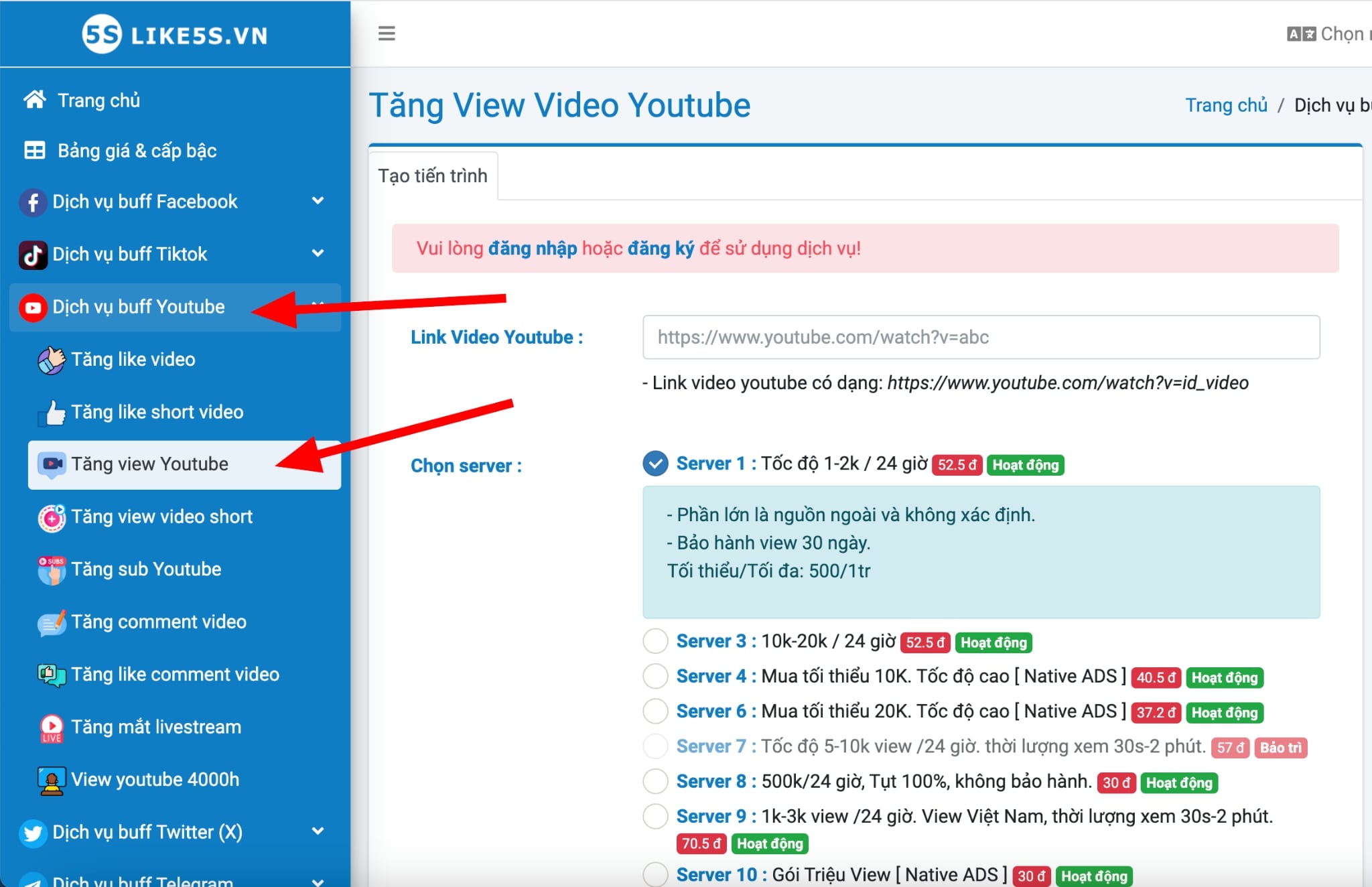 Cách tăng view Youtube tại Like5s