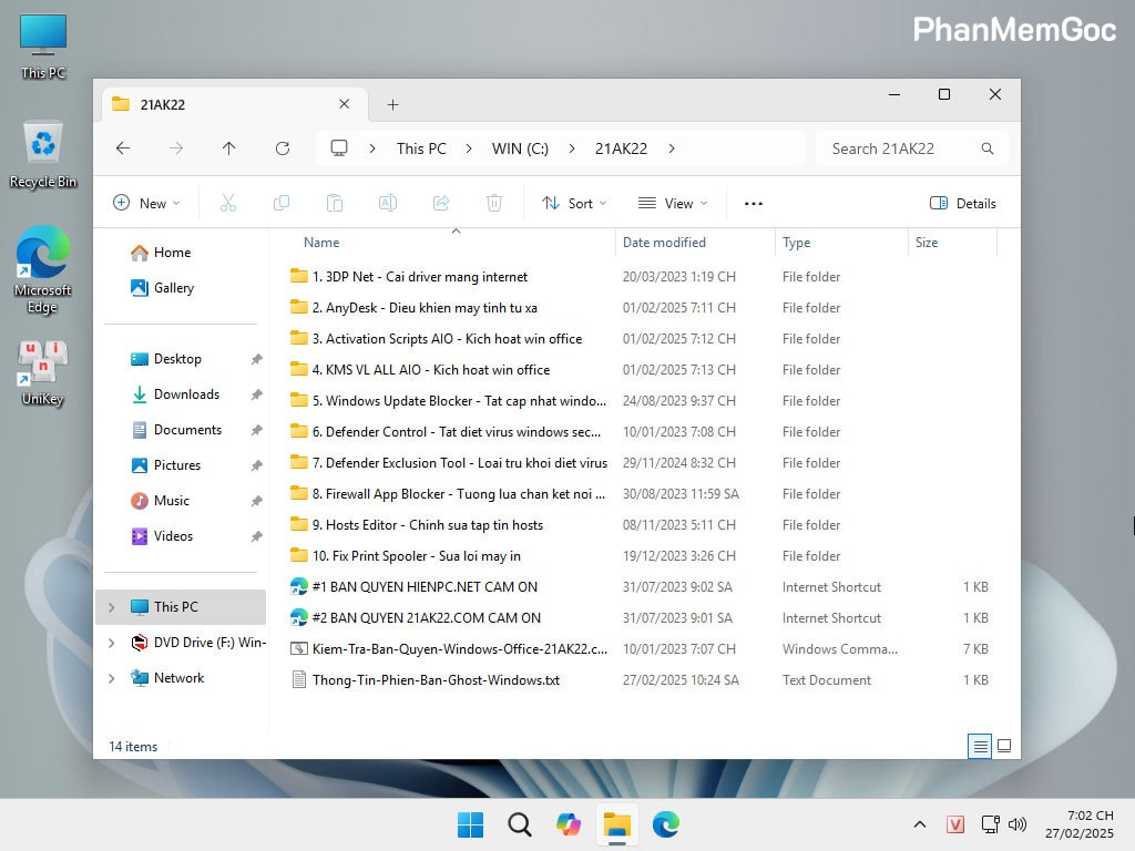 Tải Ghost Win 11 Pro for Work 24H2 No Soft v25.1 Mượt 2025