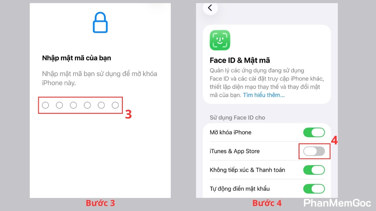 Cài ứng dụng trên App Store không cần Touch ID hay Face ID - bước 2,3