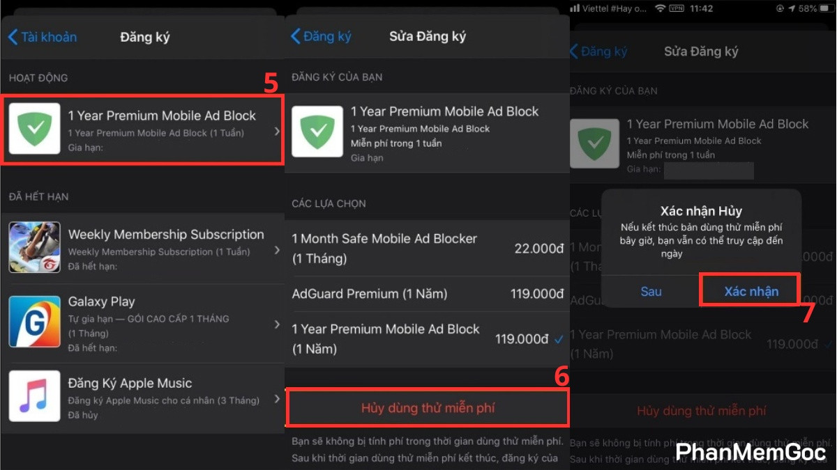 Cách gỡ đăng ký mua ứng dụng trên App Store - bước 3