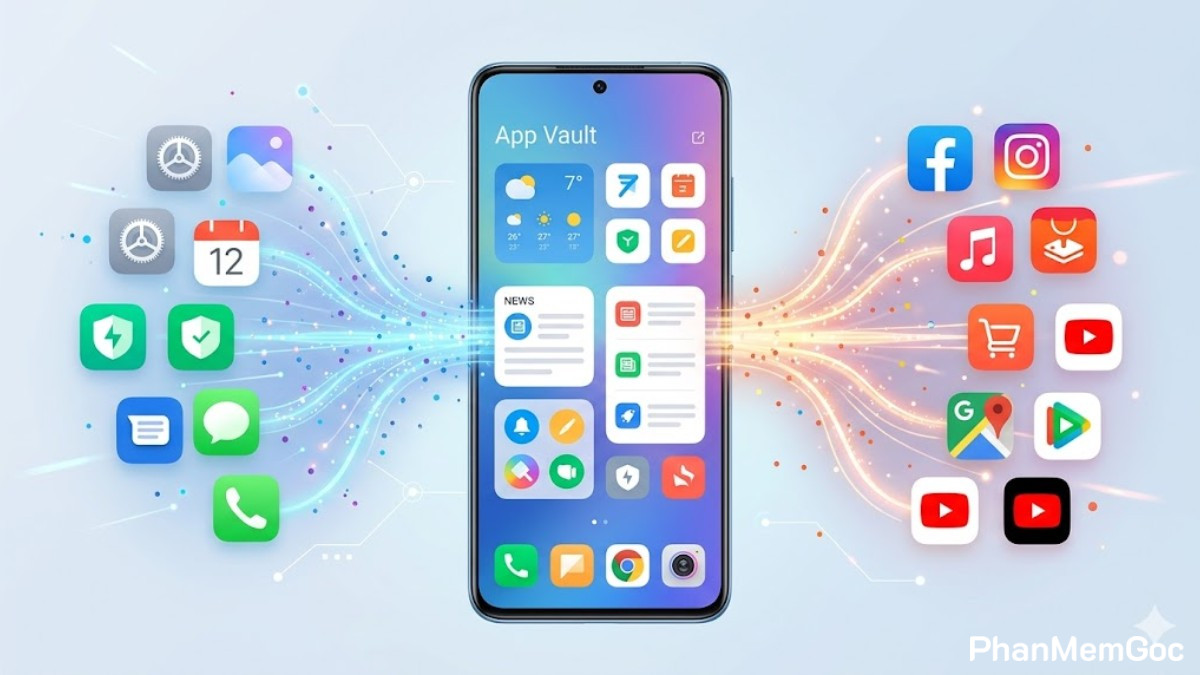 Cơ chế hoạt động app Vault giúp đồng bộ hóa dữ liệu từ các ứng dụng hệ thống