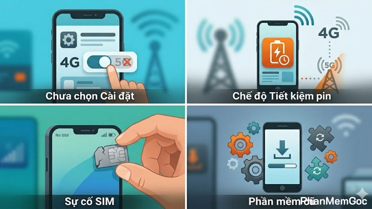Lỗi không bật được 5G do các nguyên nhân khác nhau
