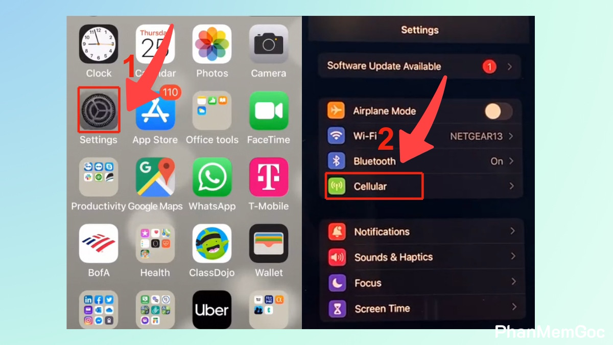 Cách tắt tạm thời eSIM trên iPhone bước 1