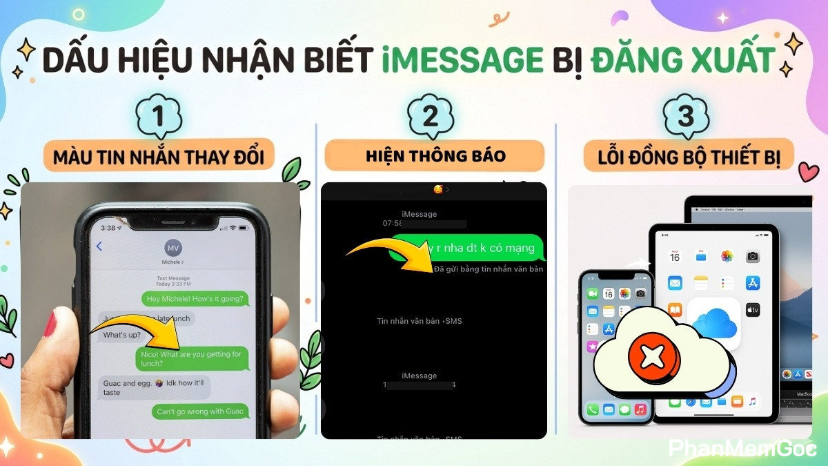 Dấu hiệu nhận biết iMessage bị đăng xuất