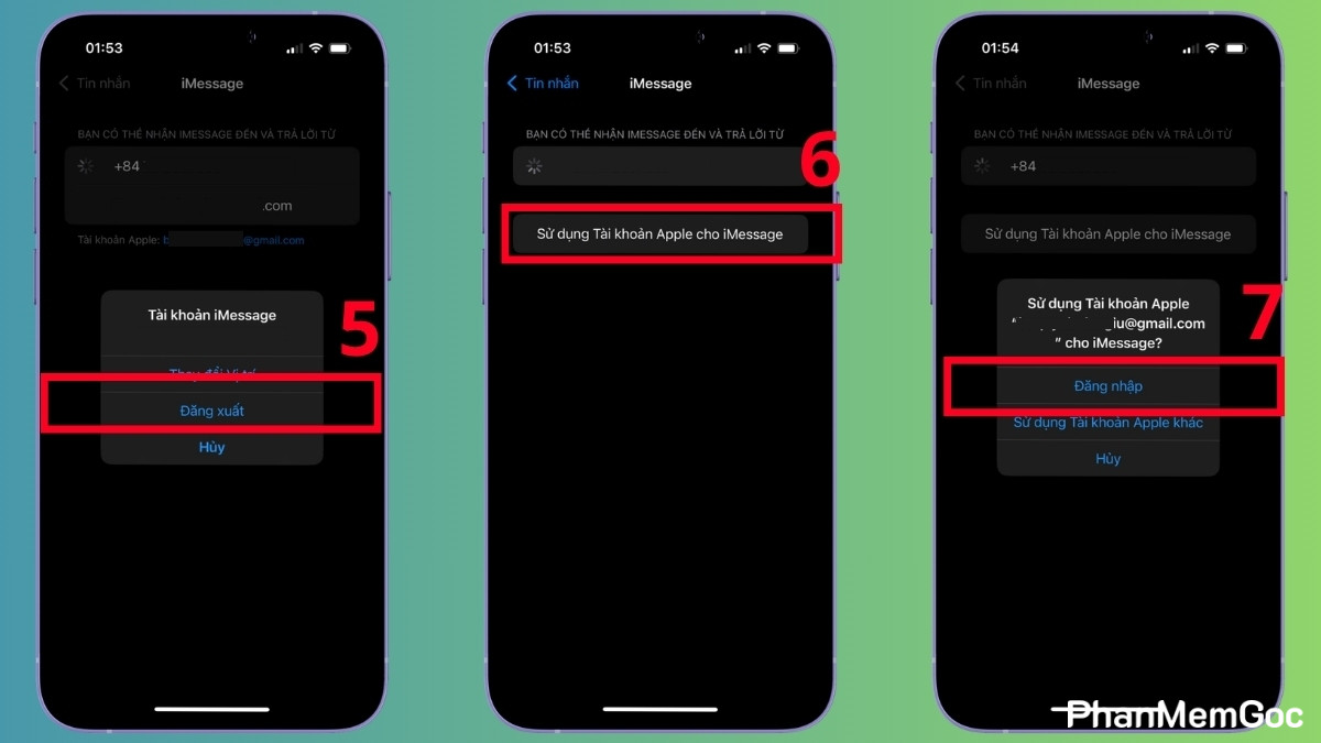 Xử lý lỗi iMessage bị đăng xuất bằng cách đăng nhập lại Apple ID - bước 3