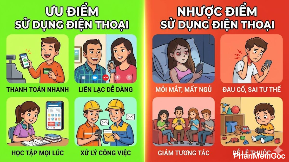 Ưu và nhược điểm khi sử dụng điện thoại thông minh