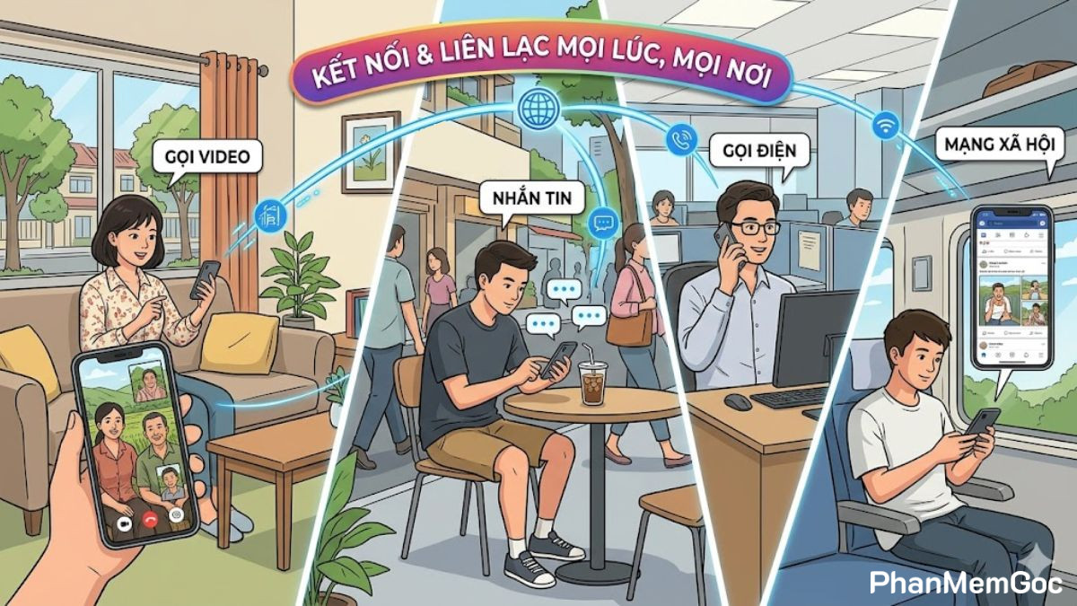 Kết nối và liên lạc mọi lúc, mọi nơi là lợi ích của điện thoại thông minh
