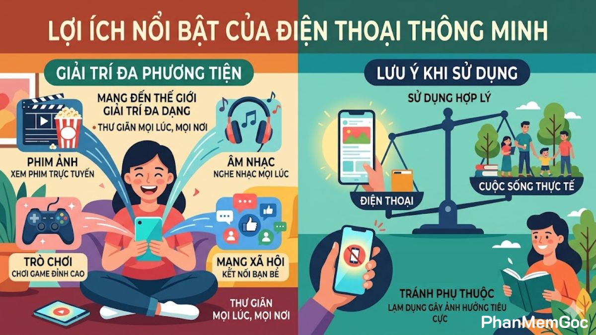 Giải trí đa phương tiện là lợi ích của điện thoại thông minh