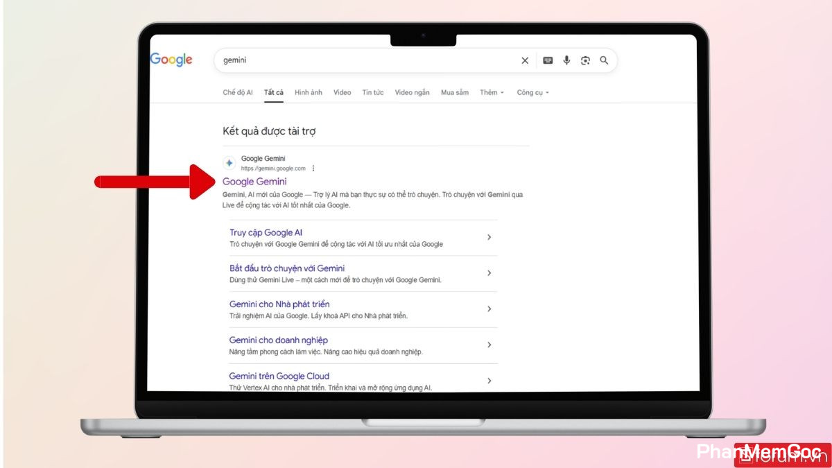 Truy cập vào Google Gemini